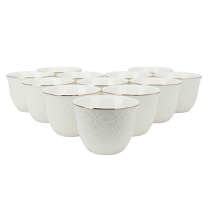 Set Arabic Coffee Cups Porcelain Saif Gallery, 12 Pieces, 80 ml, Rose Pattern - White product image