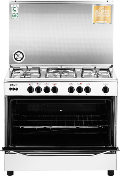 Edison Steel freestanding gas oven, 90 x 60 cm, 5 burners, self-ignition, full safety - silver black product image 4