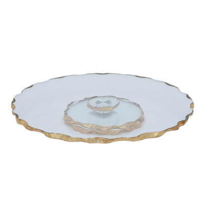 Al Saif Gallery glass dessert serving stand, 33x33x4.5 cm, circular, with movable base - clear product image 2