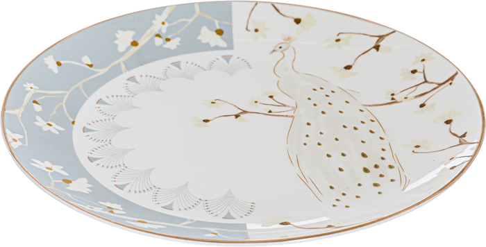 Alsaif Gallery Porcelain Cake Stand Set (Peacock), 9 Pieces, Plates, Lid, Chopping Spoon - White product image 2