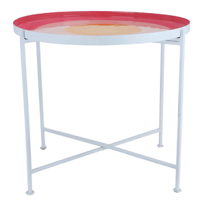 Steel Al Saif Gallery serving table, 57 x 57 x 49 cm, pink top, with legs - white product image