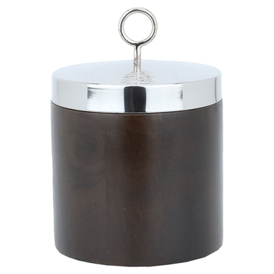 Al Saif Gallery wooden box, round, with a steel lid - brown product image 1