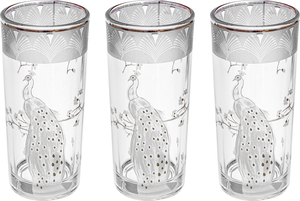 Alsaif Gallery (peacock) glass cups set, 215 ml, 3 pieces - clear product image