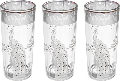 Alsaif Gallery (peacock) glass cups set, 215 ml, 3 pieces - clear product image 1