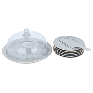 Al Saif Gallery Porcelain Cake Serving Set, 8 Pieces - Gray product image