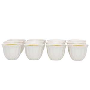 Al Saif Gallery porcelain coffee cup set, ribbed, with golden font, 12 pieces - white product image