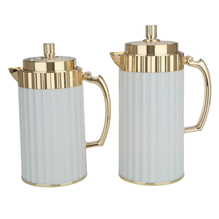 Al Saif Gallery Eva thermos set, 1/0.75 liter, golden handle, 2 pieces - cream product image 2