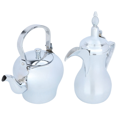 Al Saif Gallery Sulaiman Steel Dallah Set, 48 oz - Silver product image 2