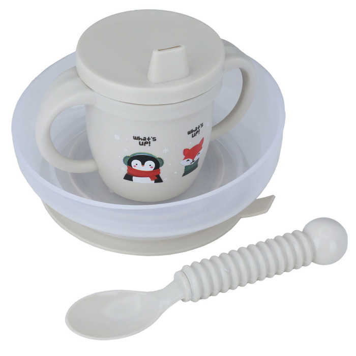 طقم أدوات طعام للاطفال بلاستيك السيف غاليري، 3 قطع - بيج product image 1
