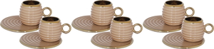 Al Saif Gallery Porcelain Coffee Cups And Saucers Set, 12 Pieces - Golden Brown product image