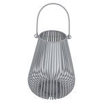 Al Saif Gallery painted iron candle holder, 21x12x30 cm, bird cage shape, with handle - light gray product image 1