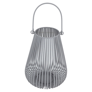 Al Saif Gallery painted iron candle holder, 21x12x30 cm, bird cage shape, with handle - light gray product image