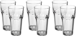 Al Saif Gallery glass water cups set, ribbed, 6 pieces - transparent product image