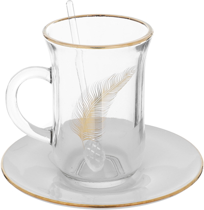 طقم تقديم شاي مع قهوة بورسلان رويال جلاس، 24 قطعة - ابيض ذهبي product image 3