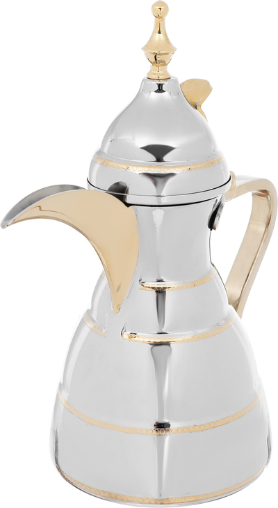 Alsaif Plus Steel Diriyah Dallah, Gold Handle , 40 oz, 1.2 liters - Silver product image 2