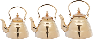 Al Saif Plus Diriyah Steel Teapot Set, 3 Pieces, 1.2/1.6/2.0 Liter - Gold product image