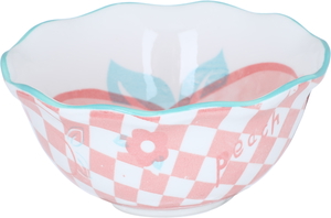 Al Saif Gallery Porcelain Bowl, 12.3 x 12.3 x 6 cm, with cyan font - light pink product image