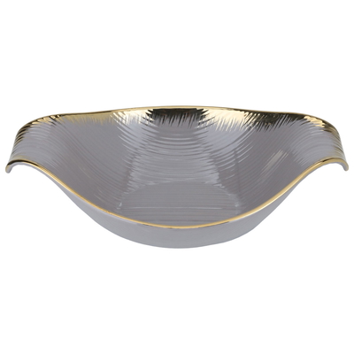 Al Saif Gallery Porcelain Bowl with Gold Rims, 36 x 22 x 10 cm, Large - Gray product image 1