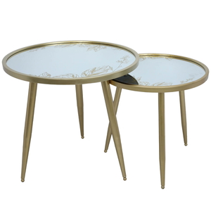 Al Saif Gallery Steel Table Set, 2 Pieces - Gold product image