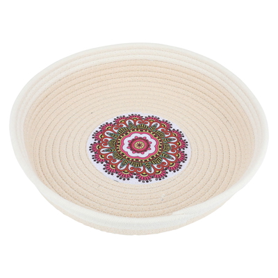 Al Saif Gallery Fabric serving basket, 33 x 33 x 3 cm, round - white product image 1