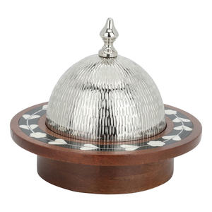 Saif Gallery Wood Date, Round, with Silver-Brown Cover product image