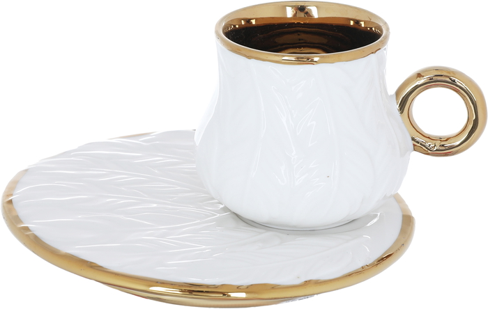 Al Saif Gallery Porcelain Coffee Cups And Saucers Set, 12 Pieces - Golden White product image 2