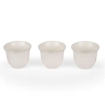 A set of white porcelain Arabic coffee cups, carved with roses and golden script, 12 pieces product image 1