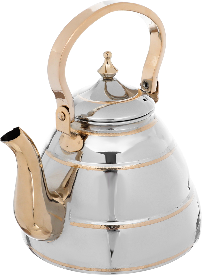 Alsaif Plus Marhaba Diriyah Dallah and Tea Pot Steel, 2 pieces, 0.9 / 1.6 litre, medium, gold - silver product image 6