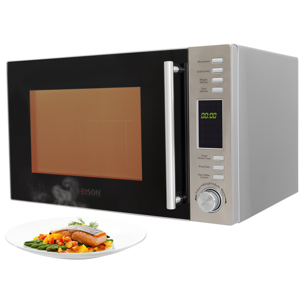 Edison Ed-30Dgs Microwave Steel, 900 Watt, 30 Liter, Digital Display, Button Control, Square - Silver Black product image 1