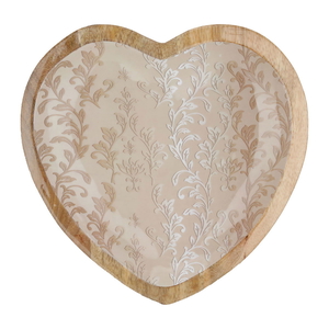 Al Saif Gallery wooden plate, 29.5 x 29.5 x 2.5 cm, wooded heart shape - beige product image