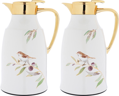 Al Saif Gallery Taghreed Steel Thermos Set, 0.75/1L, 2 Pieces - Pearl product image 1