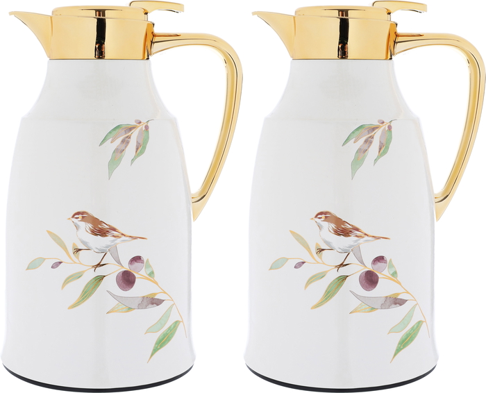 Al Saif Gallery Taghreed Steel Thermos Set, 0.75/1L, 2 Pieces - Pearl product image 1