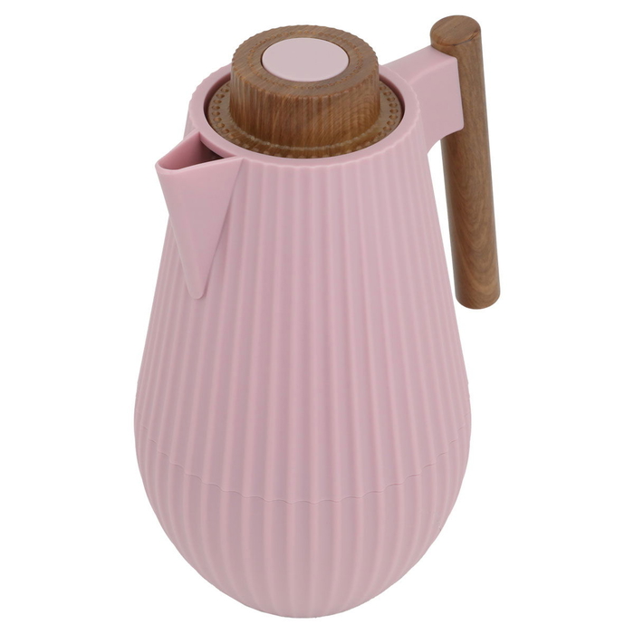 Al Saif Gallery Plastic Liar Thermos, 1 Liter, Wooden Handle, Squeeze - Pink product image 2