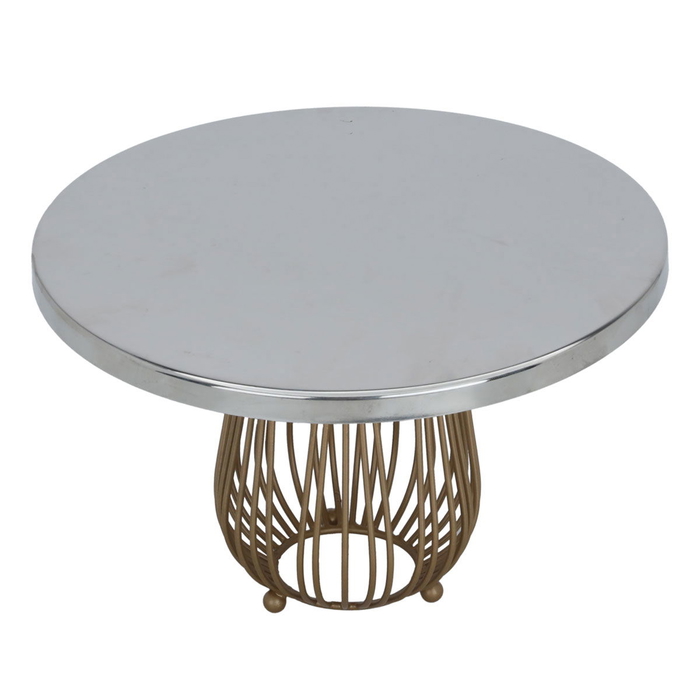 Al Saif Gallery steel cake serving stand, 16 x 25 x 25 cm, copper base, round - silver product image 2