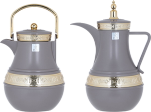 Al Saif Gallery Amal Plastic Thermos Set, 1 - 0.75 litres, gilded, 2 pieces - Cappuccino product image