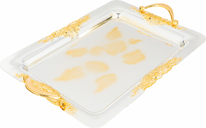 Al Saif Gallery Steel Serving Trsy Set, 3 Pieces - Silvergold product image 3