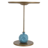 Al Saif Gallery steel serving stand, circular, with a gold-cyan base product image 2