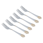 Al Saif Gallery steel sweet fork set, 6 pieces - silver and gold product image 1