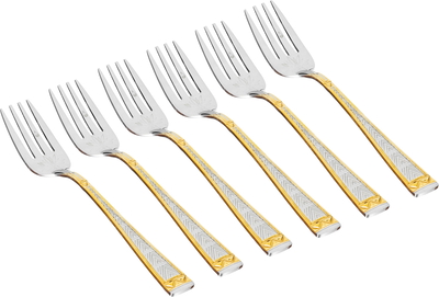 طقم شوك حلا استيل السيف غاليري، 6 قطع، نقش مثلث - فضي product image 1