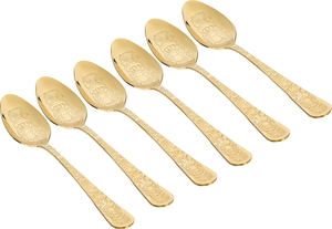 Al Saif Gallery steel cutlery set, engraved, 6 pieces - gold product image