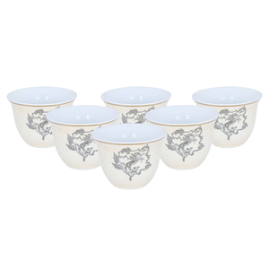 Al Saif Gallery Arabic coffee cups set, 12 pieces, 90 ml, black horse pattern - beige product image