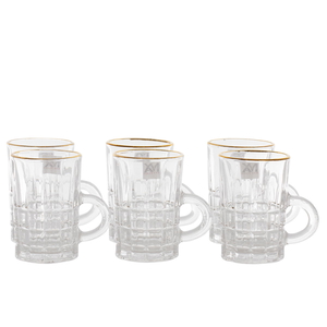 Al Saif Gallery Max Glass Tea Bialat Set, 6 Pieces, Glass Handle, Golden Line - Transparent product image