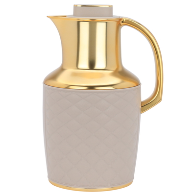 Timeless Lara Glass Thermos, 1 liter, plastic outer shell - Gold Cafe product image 1