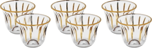 Al Saif Gallery Glass Coffee Cup Set, 6 Pieces, 90 Ml, Golden Pattern - Transparent product image