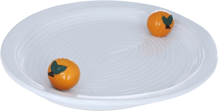 Al Saif Gallery porcelain dessert plate, 35.9 x 25.7 x 4.4 cm, oval, decorated with orange - white product image 2