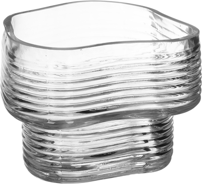 Al Saif Gallery glass dessert serving dish, 9 x 12 x 12 cm, corrugated - transparent product image 1