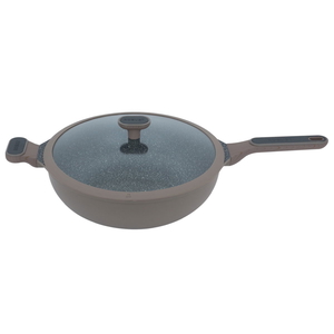 Al Saif Gallery Granite Frying Pan (Roboset), 32 cm, glass lid, deep - brown product image