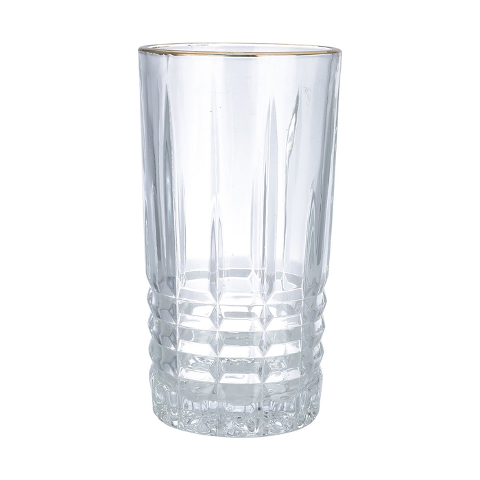 A set of Al Saif Gallery glass water cups, with a golden font - transparent product image 2