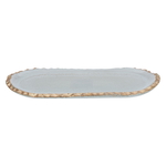 Al Saif Gallery glass sweet dish, 26x15x1.7 cm, oval, golden rim, medium - clear product image 1