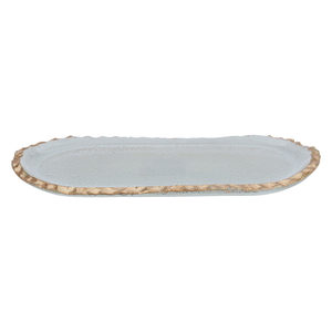 Al Saif Gallery glass sweet dish, 26x15x1.7 cm, oval, golden rim, medium - clear product image